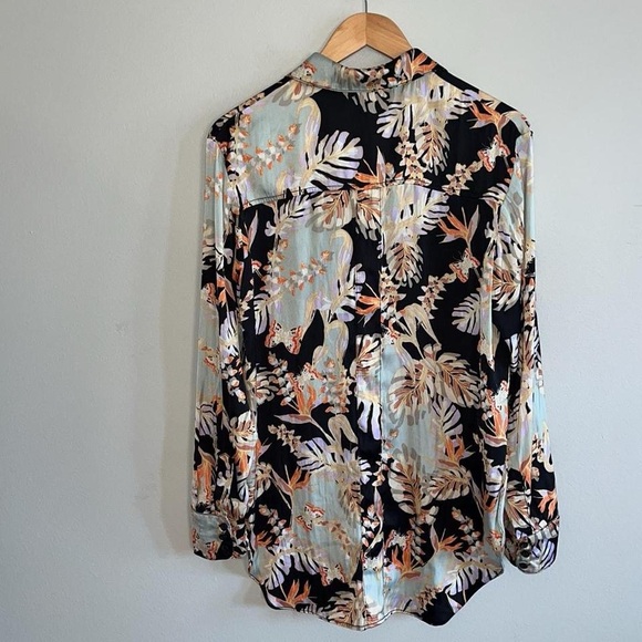 Free People Under The Palms Black Multicolored Shirt Long Sleeve - Picture 5 of 8